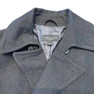 Pronto Uomo Men's Charcoal Herringbone Double Breasted Wool Blend Peacoat Size L